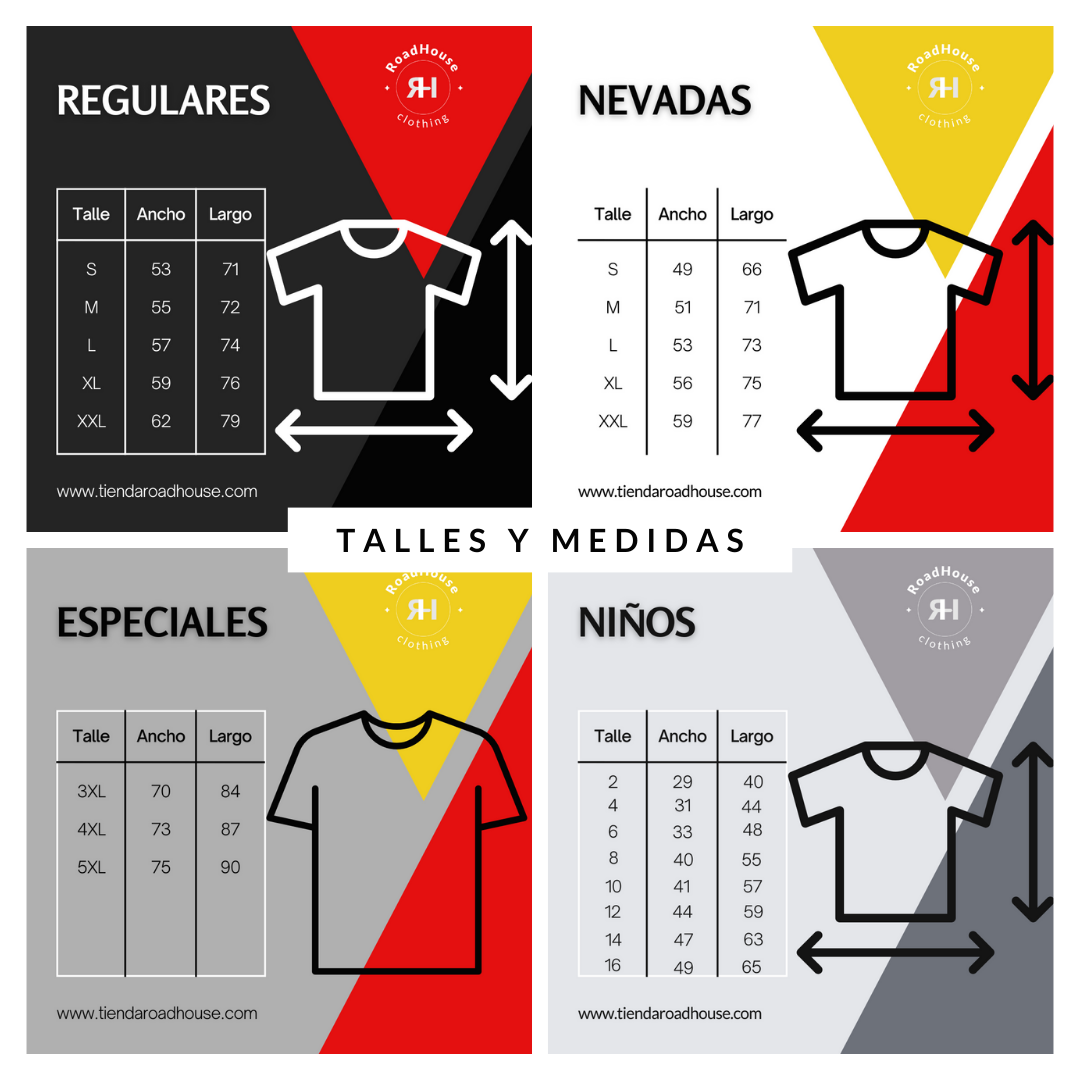 Tabla de talles y medidas remeras